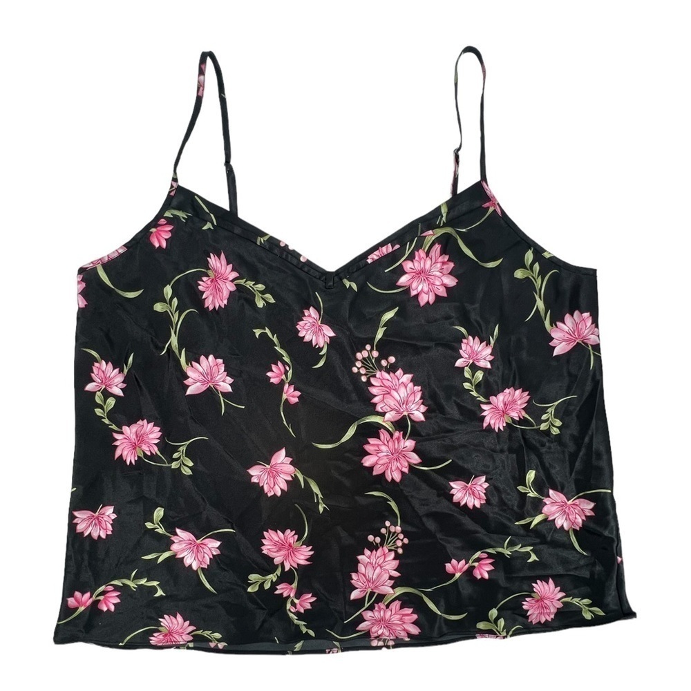 Morgan Taylor Intimates Black Pink Floral V-Neck Camisole Size XXL Women's